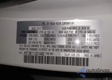 2018 Mazda Cx-9 Signature from USA, damaged, VIN JM3TCBEY7J0214460